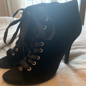 LC Lauren Conrad Black Velvet High Heel Boots